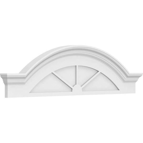 Ekena Millwork Segment Arch W/ Flankers 3 Spoke Architectural Grade PVC Pediment, 48"W x 13"H x 2-1/2"P PEDPS048X130SGF03
